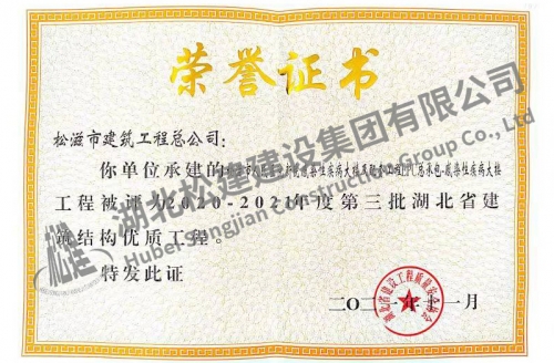 2021年人民醫(yī)院項(xiàng)目榮獲湖北省建筑結(jié)構(gòu)優(yōu)質(zhì)工程